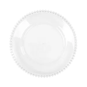 GLASS BEADED CHARGER - CLEAR