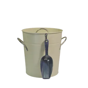 METAL ICE BUCKET W/SCOOP - IVORY 