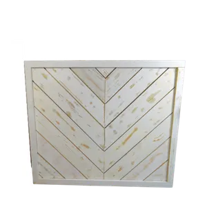 4ft CHEVRON WOODEN BAR COUNTER - DISTRESSED WHITE