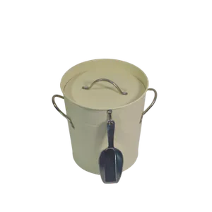 METAL ICE BUCKET W/SCOOP - IVORY 