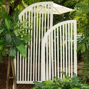 8ft CURVED WOODEN SLAT BACKDROP - WHITE (L) 8ft x 4ft 	 