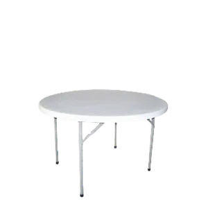 4ft ROUND PLASTIC FOLDING TABLE WHITE (6 - 8 SEATER)