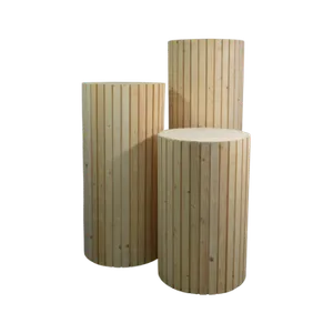 CIRCULAR WOODEN PEDESTAL SET - NATURAL