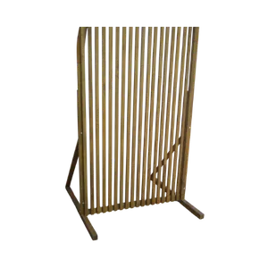 8ft CURVED WOODEN SLAT BACKDROP - BROWN (L) 8ft x 4ft 