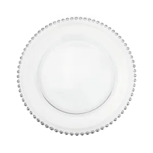 GLASS BEADED CHARGER - SILVER 
