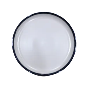 SPECIALTY DINNER PLATE W/NAVY BLUE TRIM - WHITE