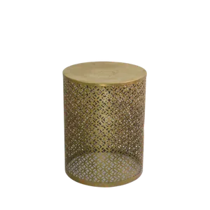 EYELET BARREL ACCENT TABLE - GOLD (S)