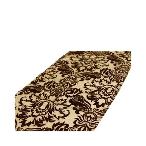 FLOCKING DAMASK TABLE RUNNER (BROWN ON CHAMPAGNE) 