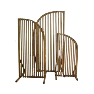 CURVED WOODEN SLAT PANEL/BACKDROP - BROWN (SET OF 3)