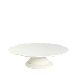 15” SCALLOPED  CERAMIC CAKE STAND EDGE - WHITE 15” x 4”	