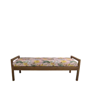 5ft WOODEN BENCH W/PADDED SEAT - BROWN