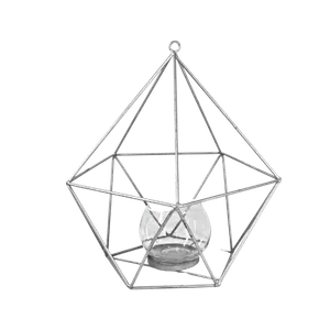 DIAMOND GEOMETRIC CANDLEHOLDER - SILVER (L)