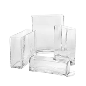 RECTANGULAR GLASS VASE - CLEAR 8