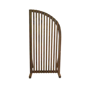 6.5ft CURVED WOODEN SLAT BACKDROP - BROWN (M) 6.5ft x 3ft