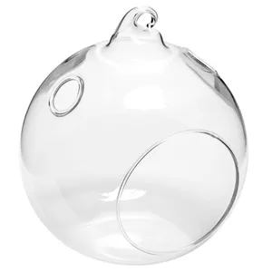 HANGING GLASS GLOBE CANDLE HOLDER - CLEAR 