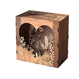 Wooden Wedding Card Box with Heart Window