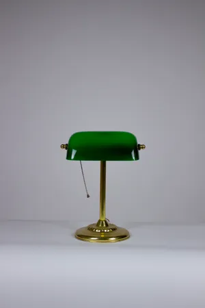 Green + Bronze Bankers Lamp