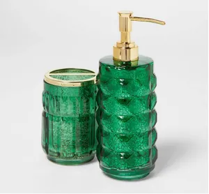 Green Glass Bathroom Set