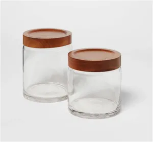 Wood Top Glass Jars