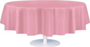 Premium Round Disposable Plastic Tablecloth -Pink