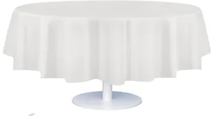 Premium Round Disposable Plastic Tablecloth -White