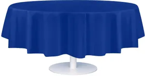 Premium Round Disposable Plastic Tablecloth -Blue