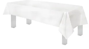 Premium Rectangle Disposable Plastic Tablecloth -White
