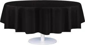 Premium Round Disposable Plastic Tablecloth -Black