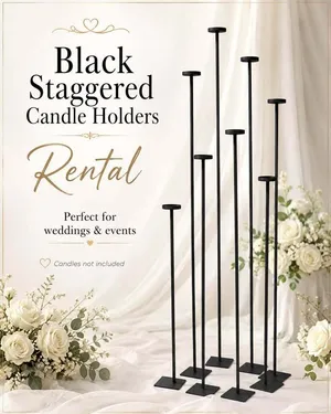 Black Iron Staggered Candle Holders Set of 9