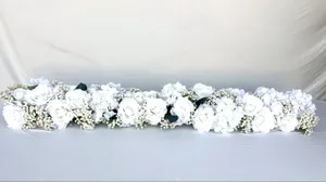 White Rose & Hydrangea Floral Table Runner - 4 ft