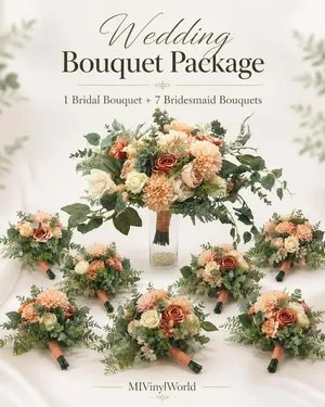 Peach & Ivory Wedding Bouquet Package
