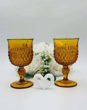 Amber Vintage Glass Goblets