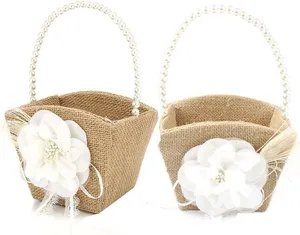 Rustic Burlap Flower Girl Basket