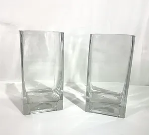 Square Clear Glass Hurricane Vase