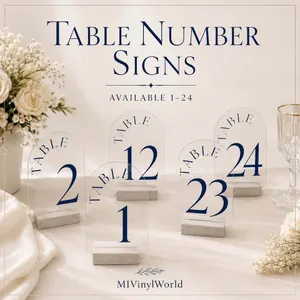 Blue Acrylic Table Number Signs 1-24