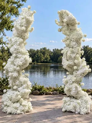 White Floral Pillars