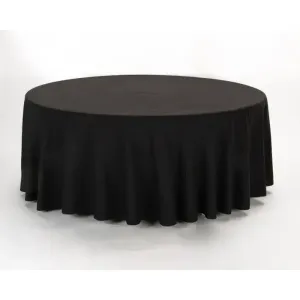 Satin Black Round Tablecloths - 132”