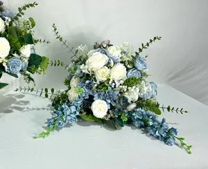 Dusty Blue & Ivory Cascading Floral Arrangement