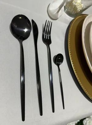 Black Modern Flatware - 4 Piece Place Setting
