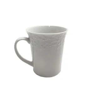White Coffee Mugs with Flowers