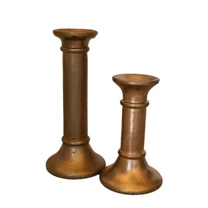 Gold Glass Painted Candlestick