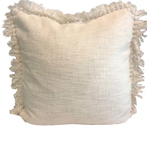 Ivory Cushion Cover with Fringing
