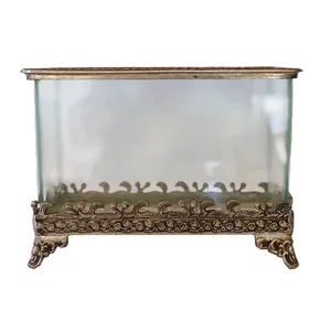 Clear Glass & Silver Rectangular Vase
