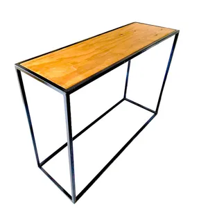 Rectangular Metal and Wood Cocktail Table