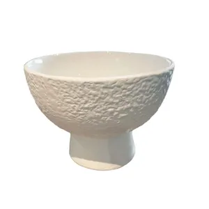 White Matt Footed Bowl - Medium