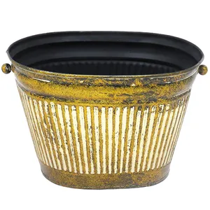 Bronze Ribbed Planter Vase 