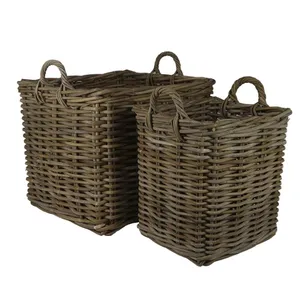 Thick Rattan Square Basket (Large)