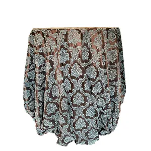 Choc & Teal Flock Taffeta Tablecloth 
