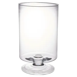 Clear Glass Hurricane Vase on Stem