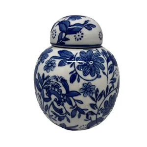 Blue & White Small Rounded Ginger Jar